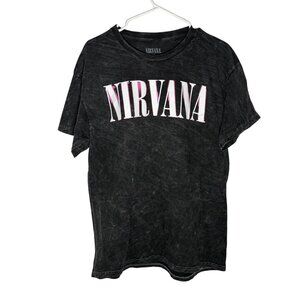 Nirvana Band Tee Grunge Retro Oversized Distressed Black Size L NWOT